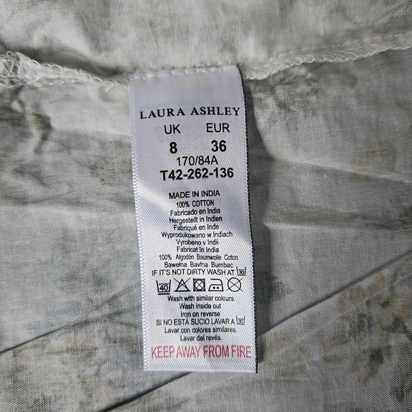 Laura Ashley Floral Ruffle Sleeve and Plaid Accents Dress Size 4 - Picture 9 of 11